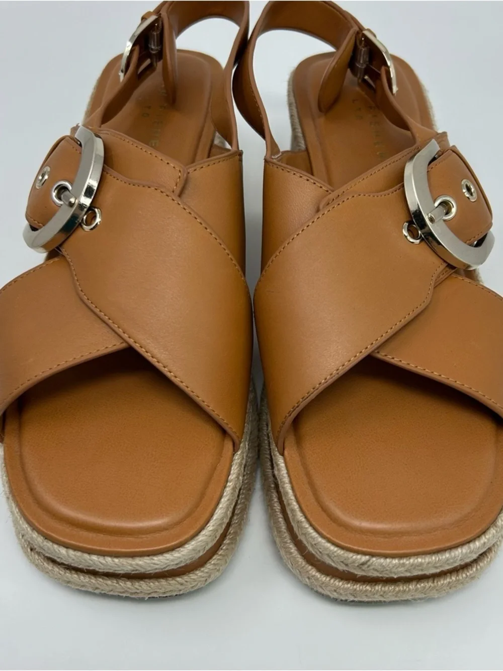 Marc Fisher LTD Womens Platform Espadrille Sandals Brown Buckle Open Toe Size 10